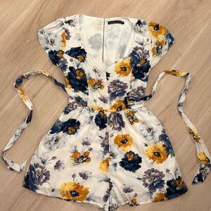 Abercrombie & Fitch Floral Tie-Waist Ruffle Skort Romper